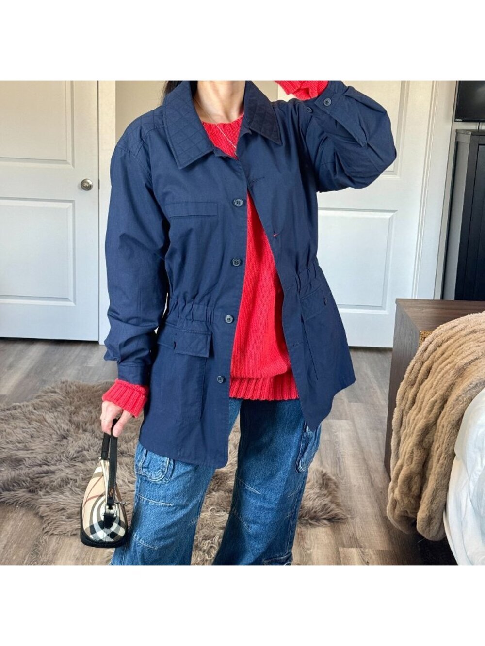 Vintage 90s Cottage Essentials Navy Blue Coat Womens Small Chore Barn Jacket